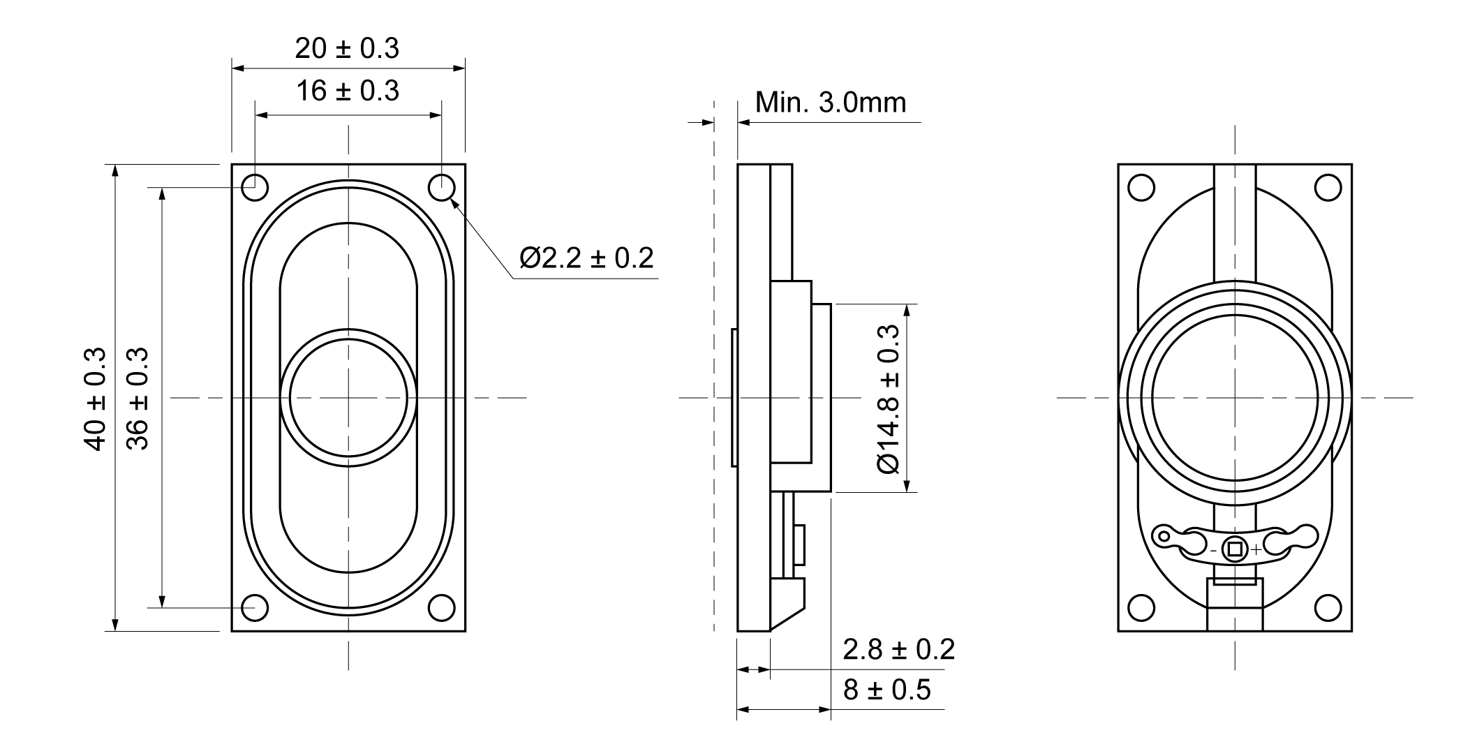 OSR4020E-8.0C1.5W16A Mechanical Drawing